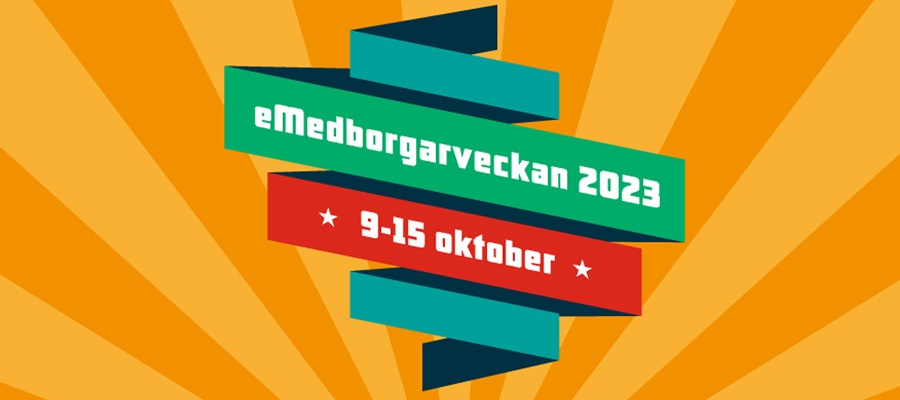 Illustration med texten eMedborgarveckan 9-15 oktober. 