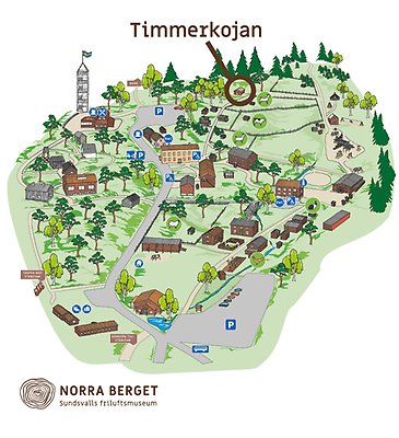 Karta med Timmerkojans nya placering markerad. 